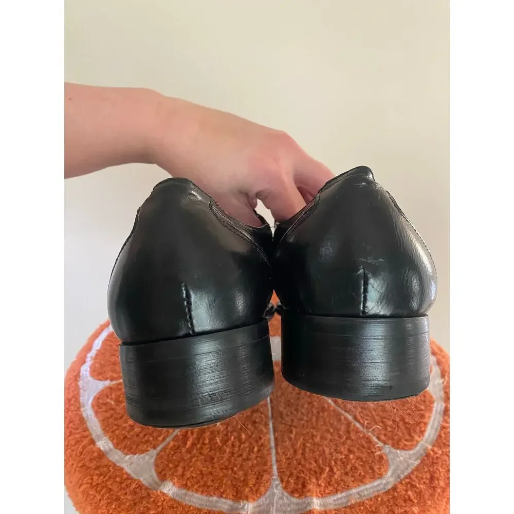 Robert Wayne Black Leather Horsebit Square-Toe Loafers Shoes Size 11
